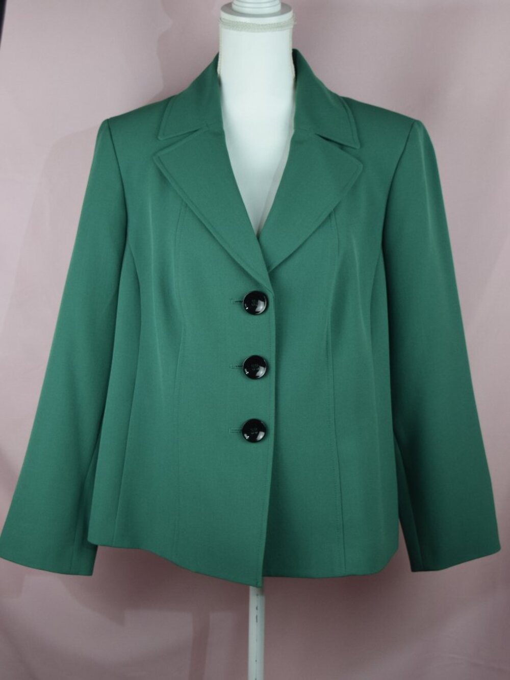 Jones Studio Emerald Green 3-Button Tailored Lined Blazer Jacket | Size 14W